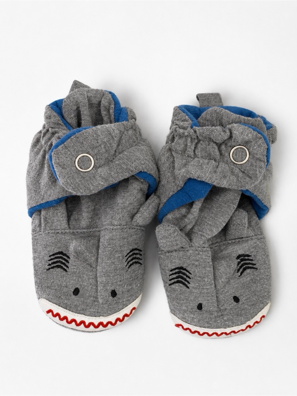 Ro+Me by Robeez Baby Shark Soft Sole Booties Gray Blue Non-Slip Crib Shoes